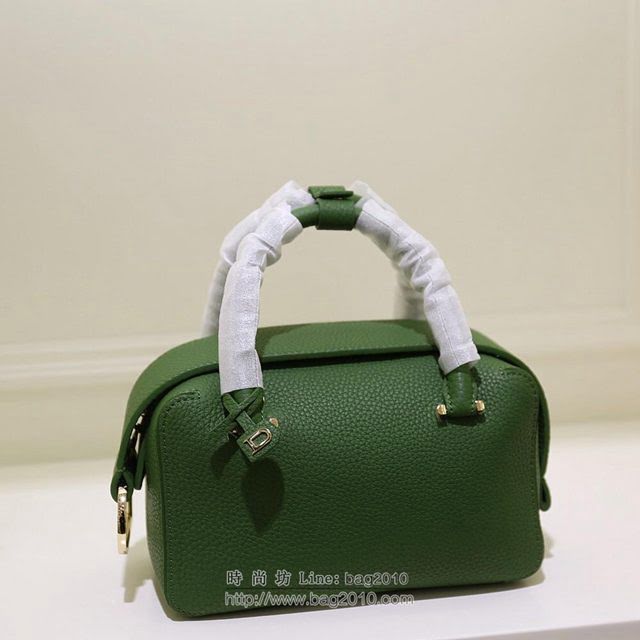 DELVAUX女包 Delvaux新標誌性包款 Cool Box 小號 德爾沃女手提包 手拎包 手腕包 艾草綠  fcs1402